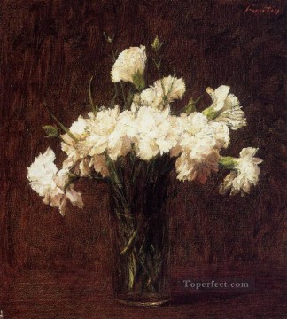 フラワーズ Painting - 白いカーネーションの花の画家 アンリ・ファンタン・ラトゥール